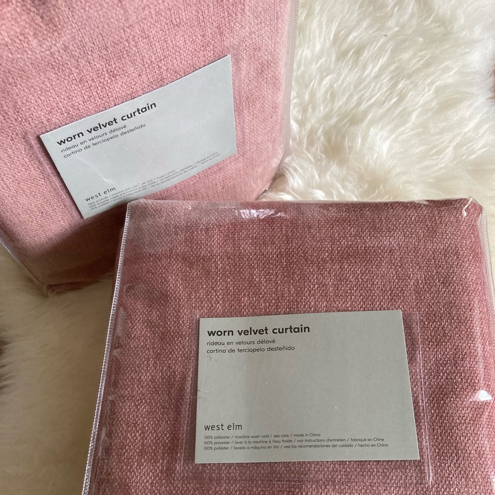 West Elm Worn Velvet Curtain 96” - Grapefruit - Set of 2 panels - gorgeous! NWT